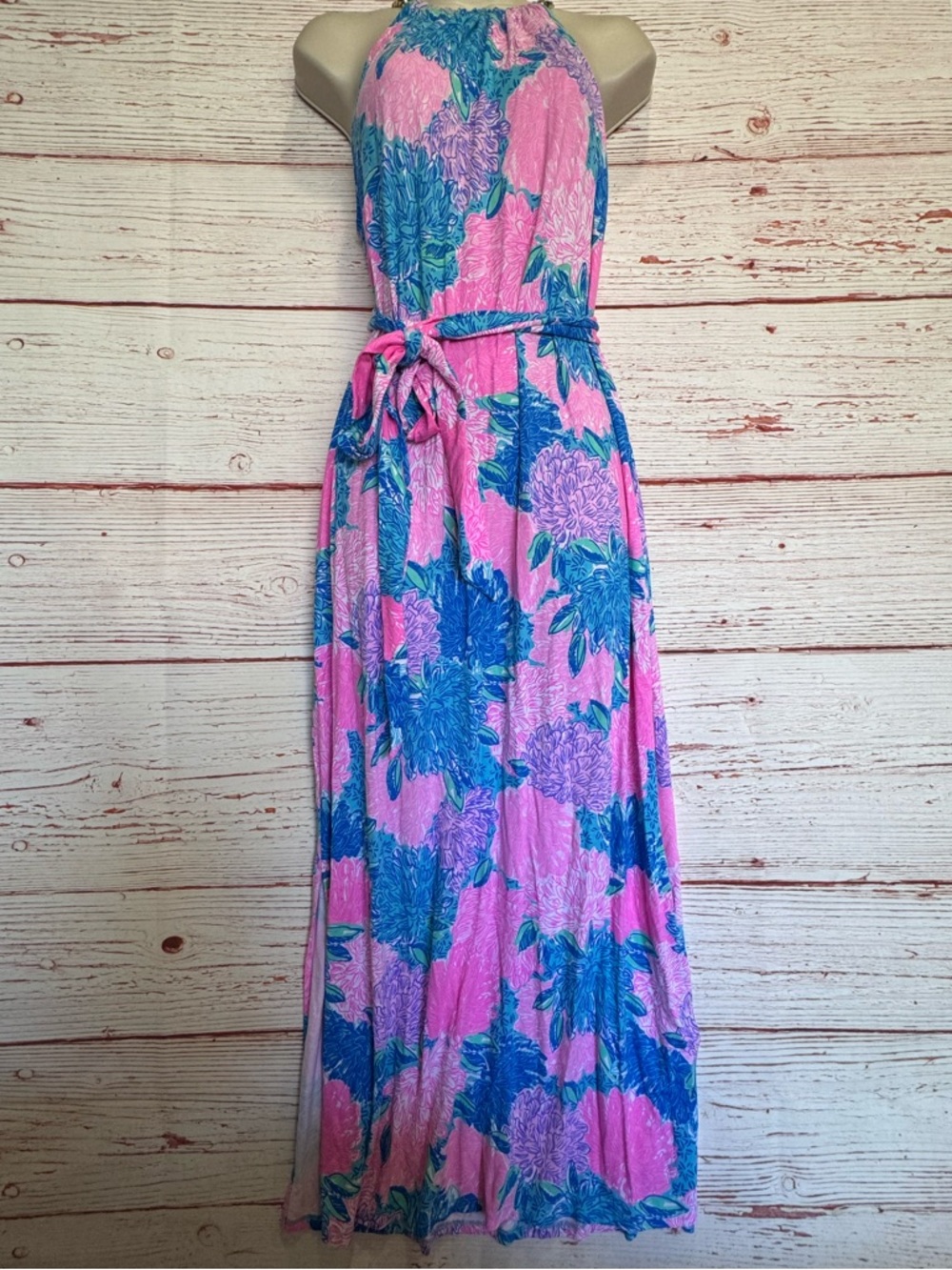 Lilly Pulitzer Bingham Halter Midi Dress in Multi Beach House Blooms Sz M - Picture 4 of 16